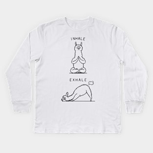 Inhale Exhale Llama Kids Long Sleeve T-Shirt